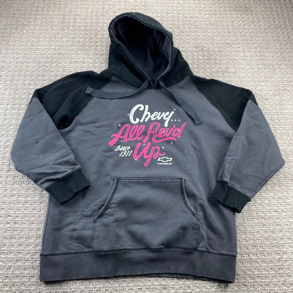 Chevy All REV'D Up Hoodie Sweater Men Large L Gray Black Chevrolet Trucks CHOKO